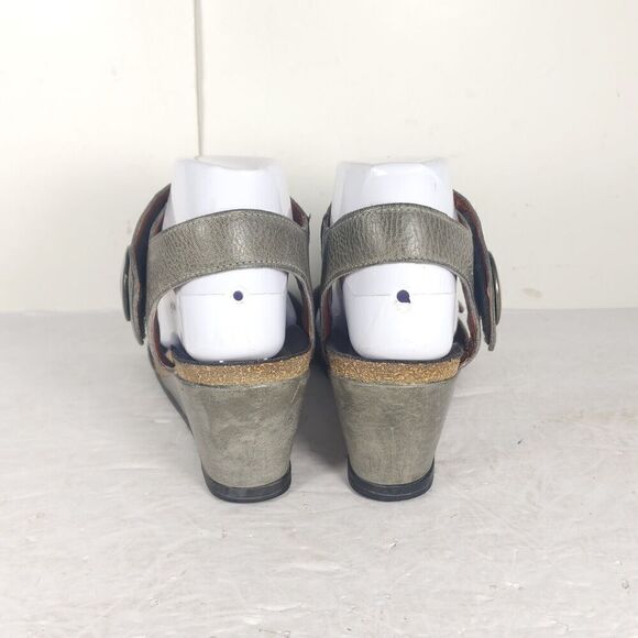 Taos Women’s Carousel 2 EU39 US 8-8,5 Gray Leather Wedge Strappy Sandal Shoes - Picture 10 of 16